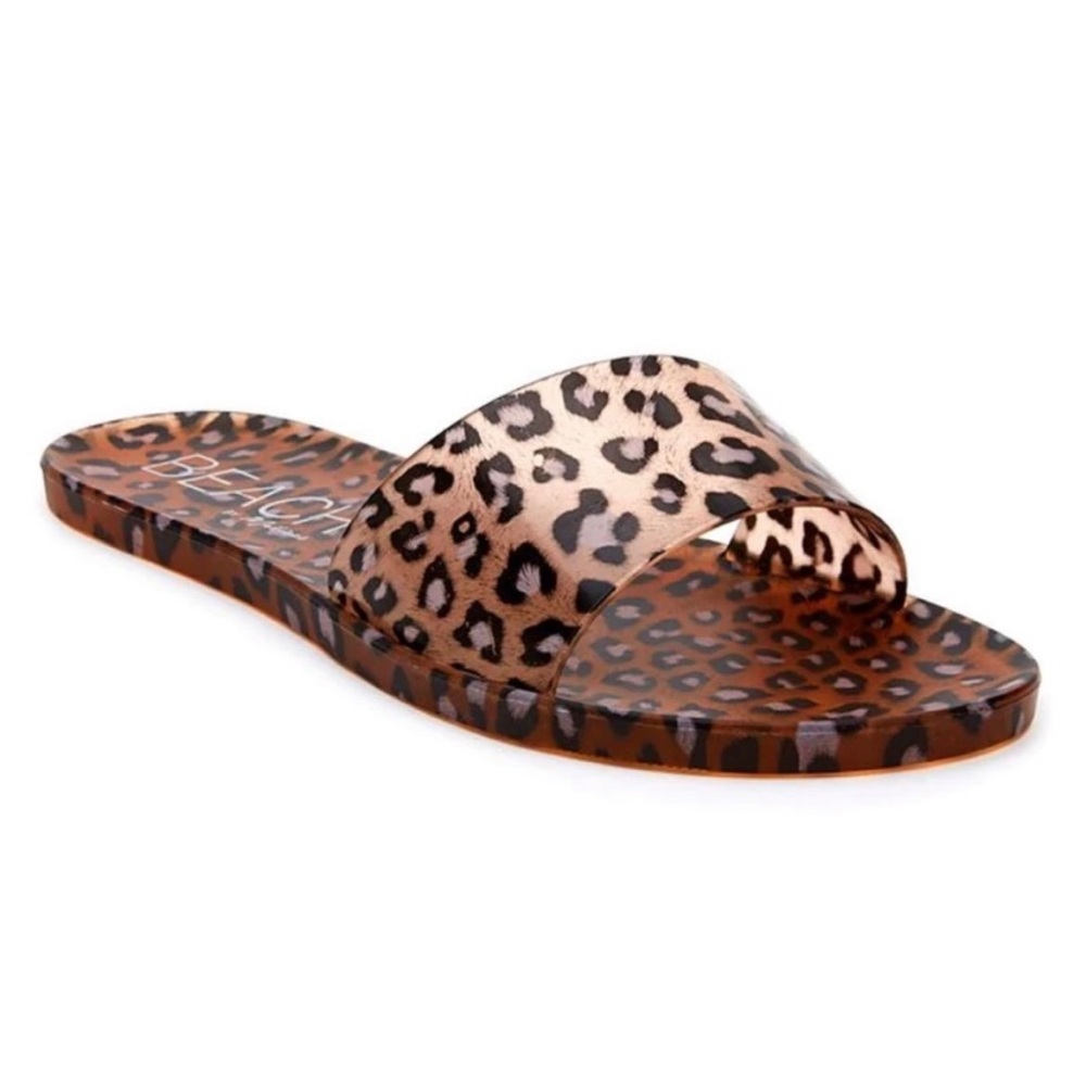 Matisse Beach Leopard Print Jelly Slide Sandals
